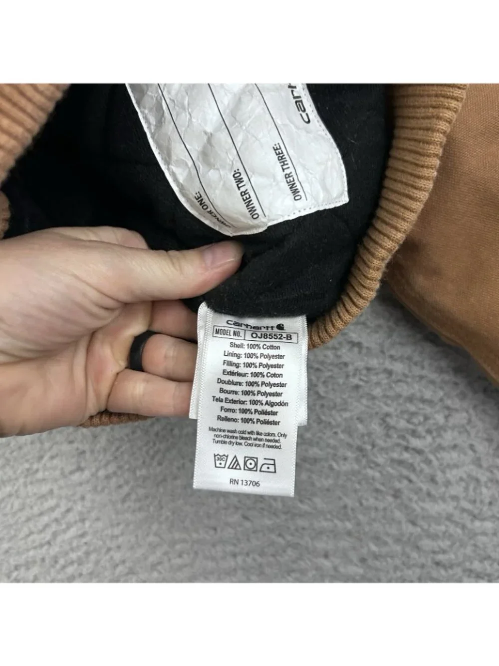 Carhartt Kids Hooded Active Jacket Brown Canvas Style# OJ8552-B Size 3T